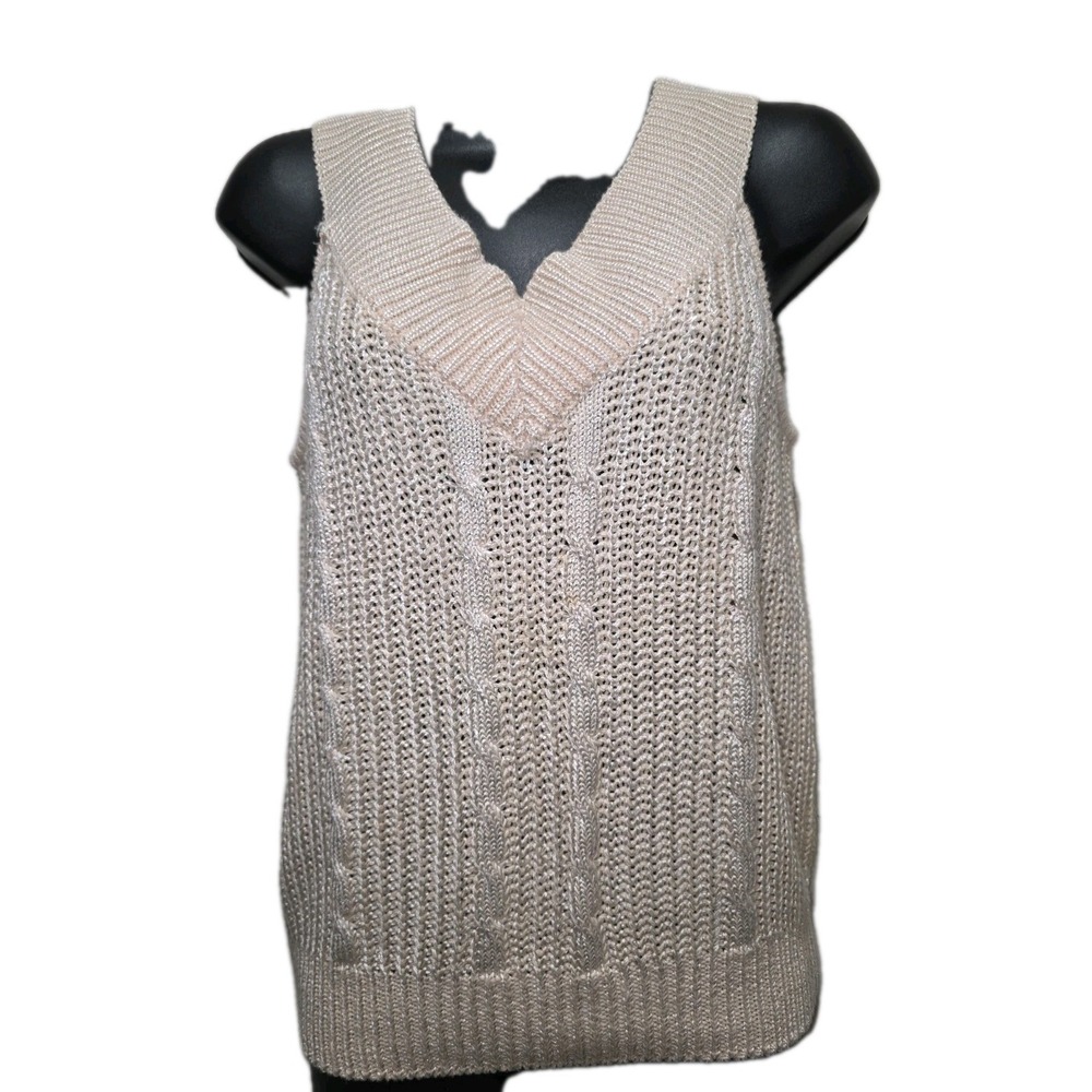 🌟 Diane Von Furstenberg Metallic Knit Sweater‎ Tank Top – Size L 🌟